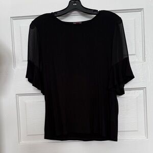 Vince Camuto Black Flutter-Sleeve Short-Sleeve Top